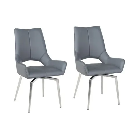 BOXED CHOSPOSI GREY UPHOLSTERED DINING CHAIRS SET OF 2 // MISSING LEGS (1 BOX)