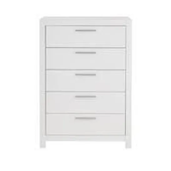 BOXED RIO 5-DRAWER CHEST IN WHITE  (1 BOX)