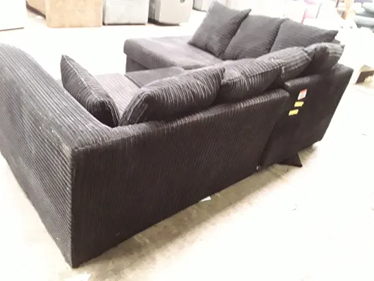 QUALITY DESIGNER DUVERNAY CORNER SOFA - BLACK JUMBO CORD FABRIC 