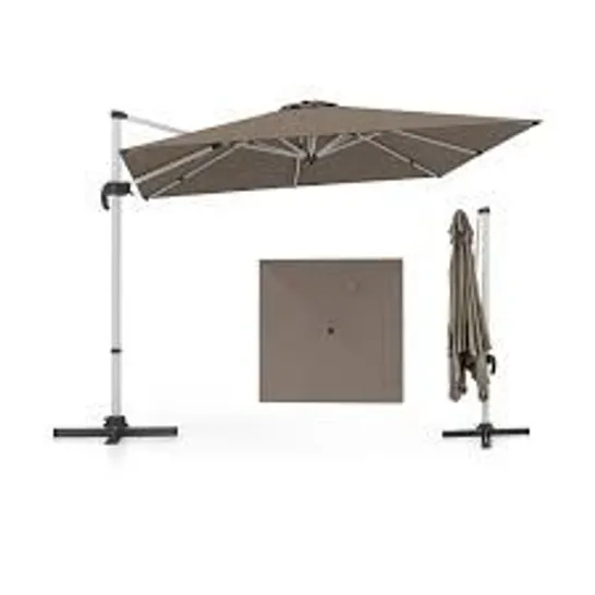 BOXED COSTWAY 10 FT OUTDOOR PATIO UMBRELLA SQUARE CANTILEVER UMBRELLA WITH 360° ROTATION - BROWN