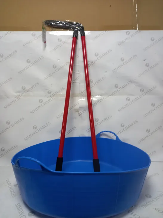 LOT OF UNIBOS BORDER SHEARS AND TUBTRUG LG SHALLOW 35L BLUE TUB