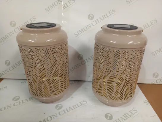 GARDEN REFLECTIONS SET OF 2 PATTERNED SOLAR LANTERNS