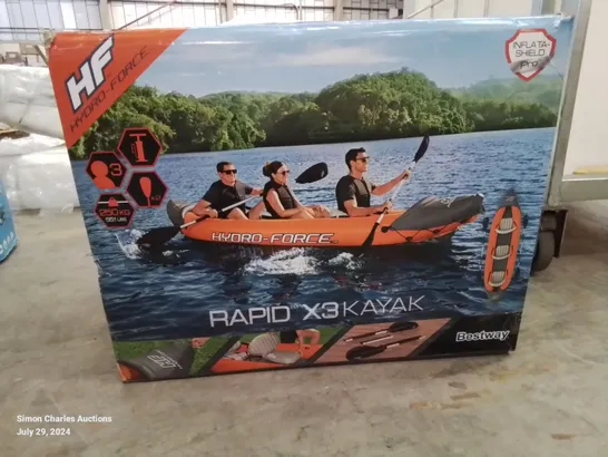 BOXED BESTWAY HYDRO FORCE RAPID X3 PERSON INFLATABLE KAYAK