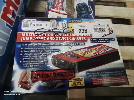 BOXED CLARKE MULTIFUNCTION VEHICLE EMERGENCY JUMP START AND DEVICE CHARGER 