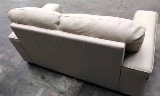 QUALITY ITALIAN DESIGNER ARENA LOVESEAT IN BEIGE LEATHER 