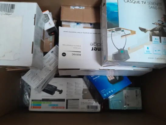 BOX OF APPROXIMATELY 15 ASSORTED ELECTRIC AND HOUSEHOLD ITEMS TO INCLUDE GIGASET AS690A, N.INC PHONE, ECHOBAT 2910M, ETC - COLLECTION ONLY