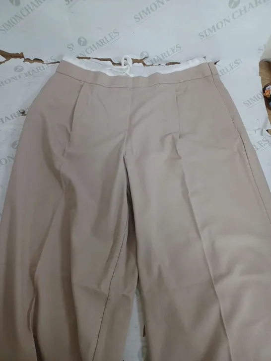 ZARA BEIGE TROUSERS WITH WHITE WAIST - EUR LARGE