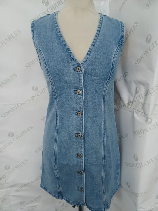 ABERCROMBIE & FITCH SLEELESS BUTTON UP MINI DRESS IN BLUE DENIM SIZE XS