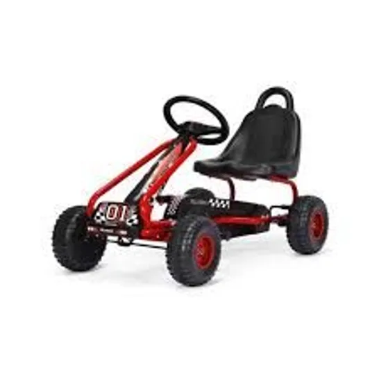 BOXED COSTWAY 4 WHEEL PEDAL POWERED RIDE-ON GO KART WITH ADJUSTABLE SEAT - RED