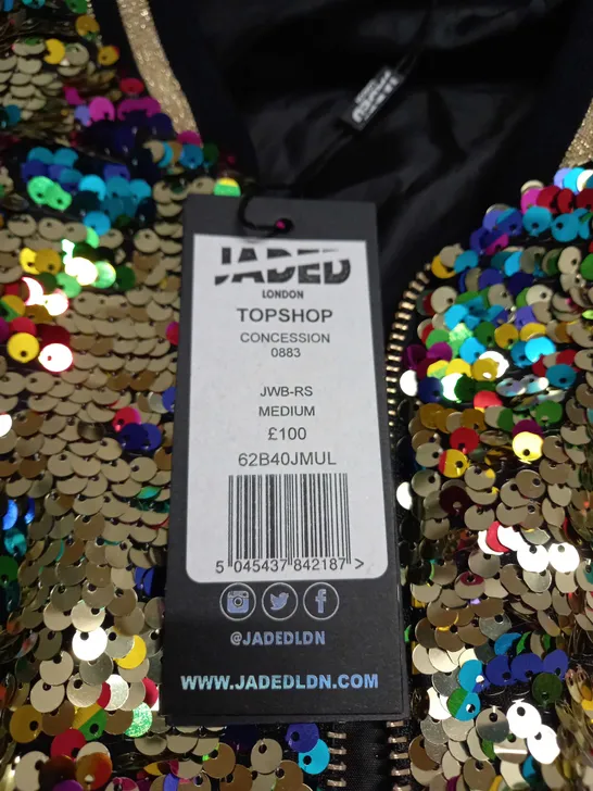 JADED SEQUIN ZIPPED JACKET SIZE M