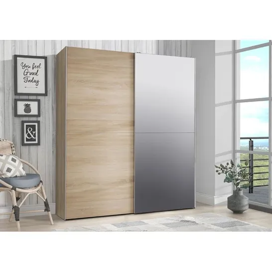 BOXED ALFARO 2 DOOR MANUFACTERED WOOD WARDROBE (5 BOXES)