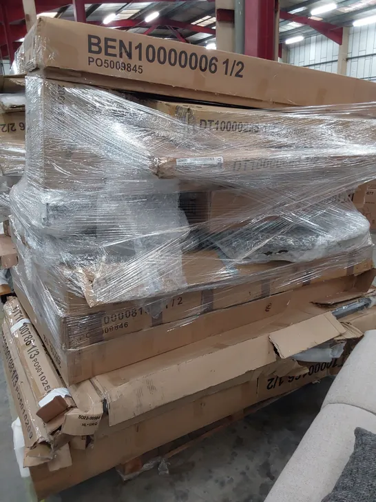 PALLET OF ASSORTED BOXED DINING TABLE PARTS 