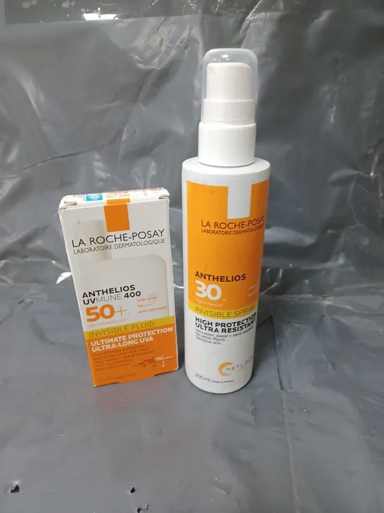 lot of 2 la roche posay sun skin care products to include invisible spray 200ml and moisturising cream 50ml