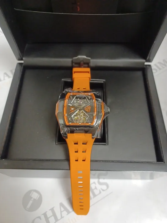 BOXED GRESHAM GENTS GENESIS G1 SPECIAL EDITION WATCH RUBBER STRAP - ORANGE