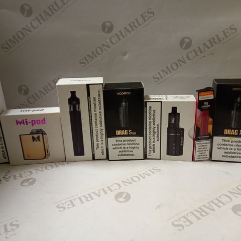 LOT OF APPROX 20 E-CIGARETTES TO INCLUDE MI-POD, VOOPOO DRAG S PRO, GEEK BAR, ETC
