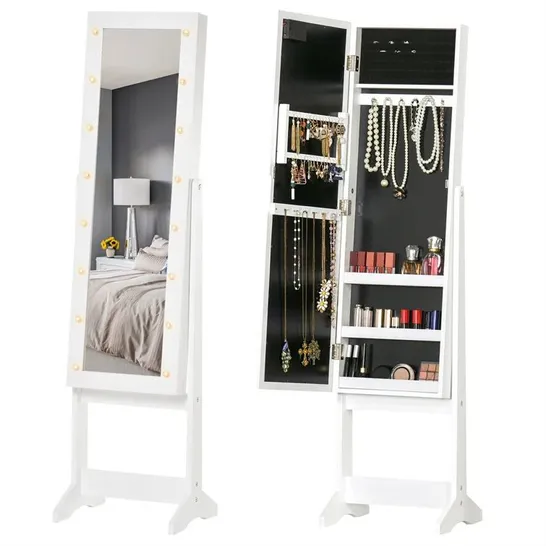 BOXED FREESTANDING LED MIRRORED JEWELLERY CABINET 