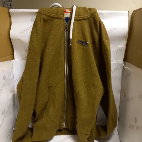 SUPERDRY ZIP UP THICK HOODIE IN MOSS GREEN - XL