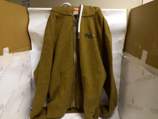 SUPERDRY ZIP UP THICK HOODIE IN MOSS GREEN - XL