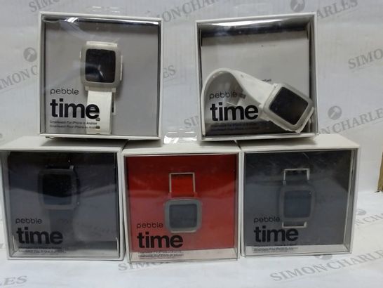 LOT OF APPROXIMATELY 5 PEBBLE TIME SMARTWATCHES