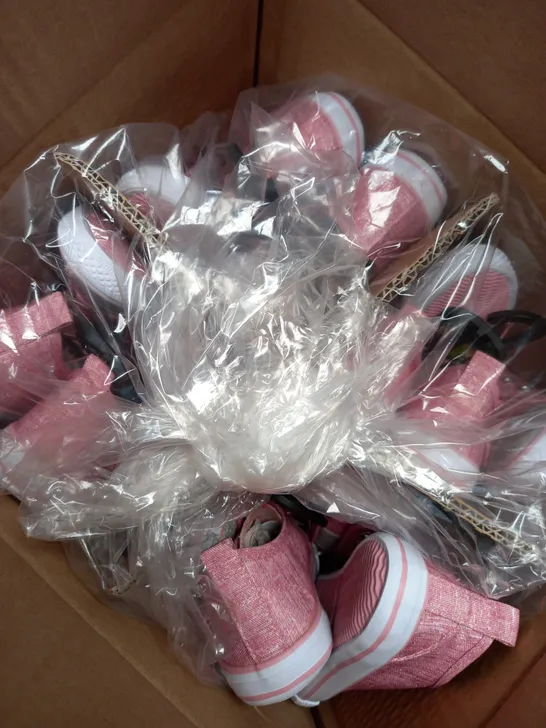 BOX OF APPROXIMATELY 8 PAIRS OF PINK AND WHITE JUNIOR SHOES 