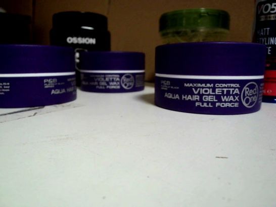 LOT OF APPROX. 6 HAIR PRODUCTS TO INCLUDE:  RED ONE - VIOLETTA AQUA HAIR GEL WAX, ECO STYLE - OLIVE OIL STYLING GEL, V05 MATT SYLING PASTE ULTRA HOLD