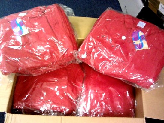 LOT 0F APPROXIMATELY 100 RED BOYS POLO SHIRTS IN VARIOUS SIZES