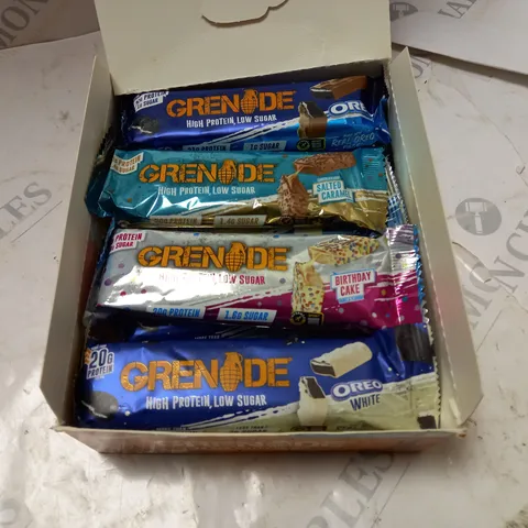 12-PACK BOX OF GRENADE HIGH PROTEIN BARS
