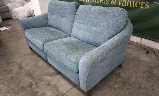 QUALITY BRITISH DESIGNED & MANUFACTURED G PLAN HATTON FORMAL BACK 3 SEATER POWER RECLINER SOFA WAFFLE MARINE FABRIC