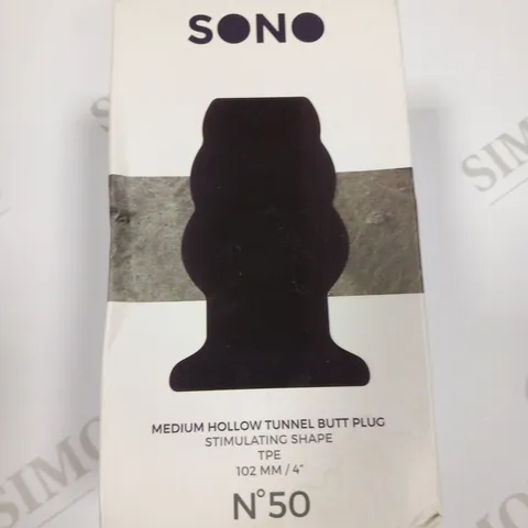 BOXED SONO MEDIUM HOLLOW TUNNEL BUTT PLUG STIMULATING SHAPE TPE 102MM/4" NO 50