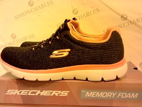 SKECHERS MEMORY FOAM TRAINERS IN BLACK AND PINK