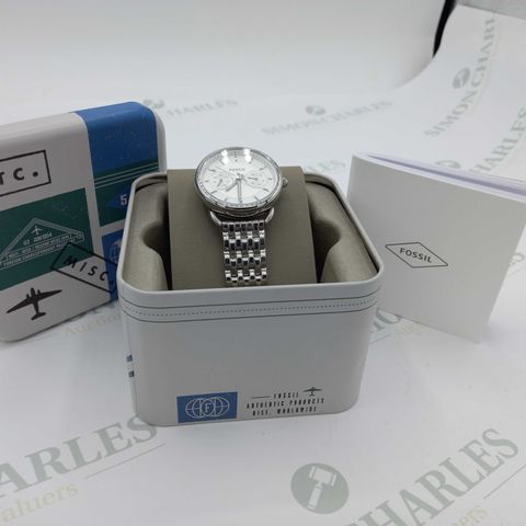 BRAND NEW BOXED FOSSIL WATCH TAILOR SILVER BRACELET
