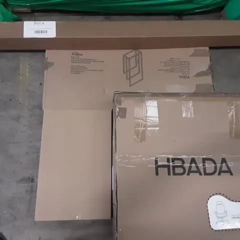 PALLET OF ASSORTED ITEMS INCLUDING HBADA OFFICE CHAIR, YUDA METAL TOWEL RACK, DOCA 12FT EXTENSION POLE AND CAMERA, BAR STOOL, MEERVEIL