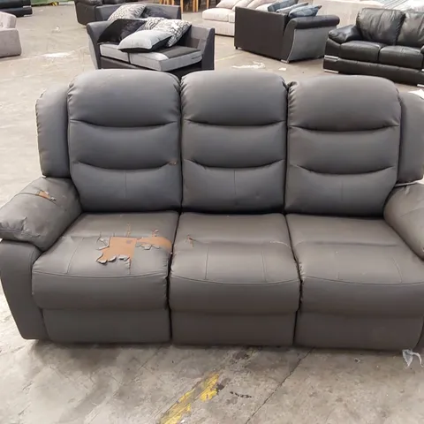 QUALITY DESIGNER 3 SEATER MANUAL RECLINER LEATHER SOFA 