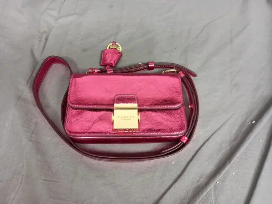 RADLEY LONDON MINI HANDBAG WITH STRAP IN METALLIC PINK