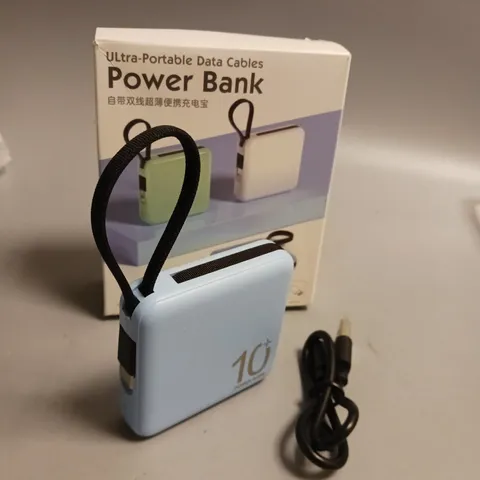 UNBRANDED PORTABLE POWERBANK IN PASTEL BLUE INCLUDES BOTH TYPE-C AND LIGHTENING CABLES