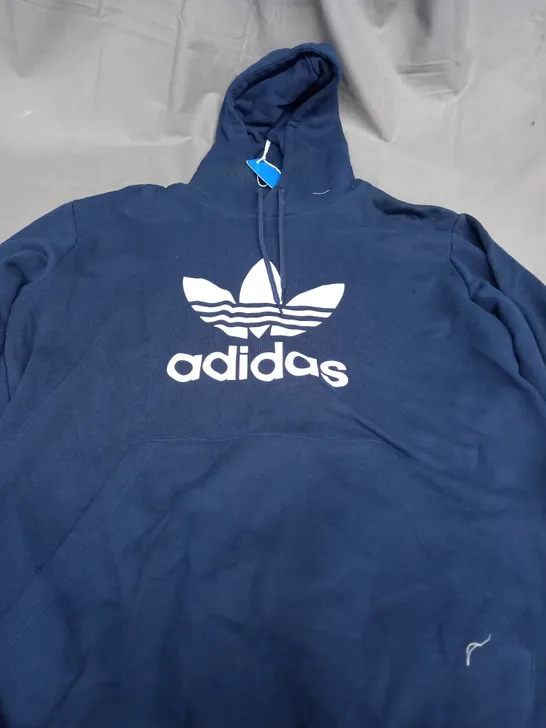 ADIDAS BLUE LOGO HOODIE - LARGE