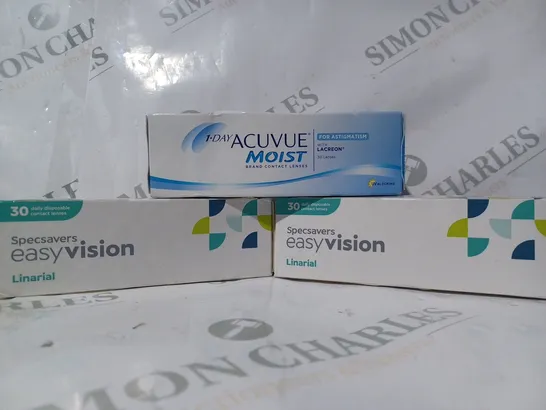 APPROXIMATELY 20 ASSORTED HOUSEHOLD ITEMS TO INCLUDE EASYVISION CONTACT LENSES, ACUVUE MOIST CONTACT LENSES, ETC