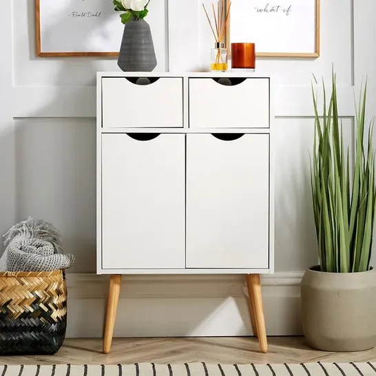 BOXED MIRAL 56CM W 2 DRAWER SIDEBOARD WHITE