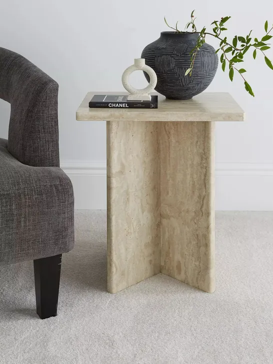 BOXED VERY HOME BLOC STONE EFFECT SIDE TABLE - FSC® CERTIFIED