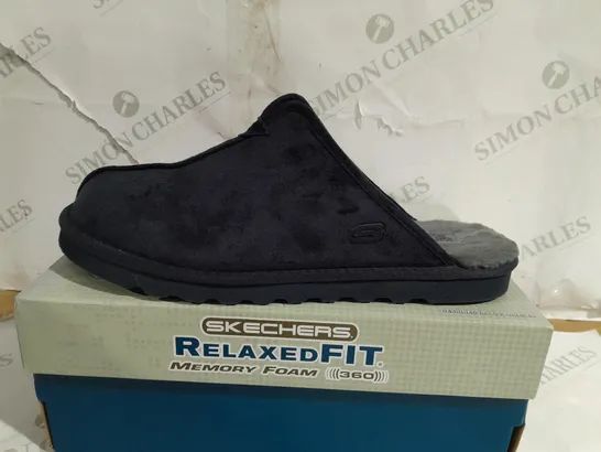 BOXED PAIR OF SKECHERS MEN'S RENTEN PALCO SLIPPER NAVY UK 8