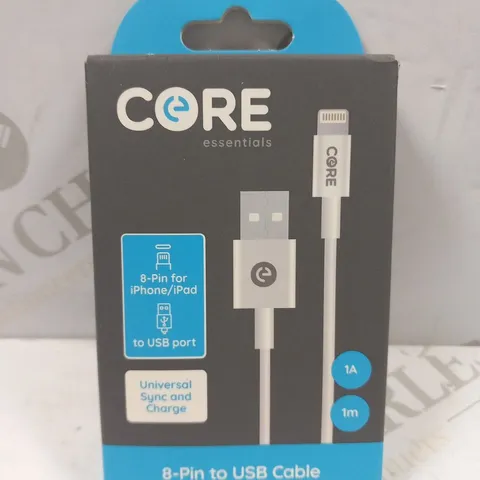 APPROXIMATELY 20 BOXED CORE ESSENTIALS 8 PIN TO USB CABLES 