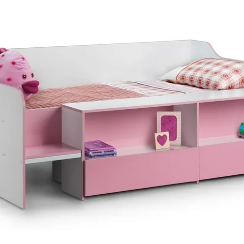 BOXED GILDA STELLA LOW SLEEPER BED, WHITE & PINK // SIZE: SINGLE (2 BOXES)