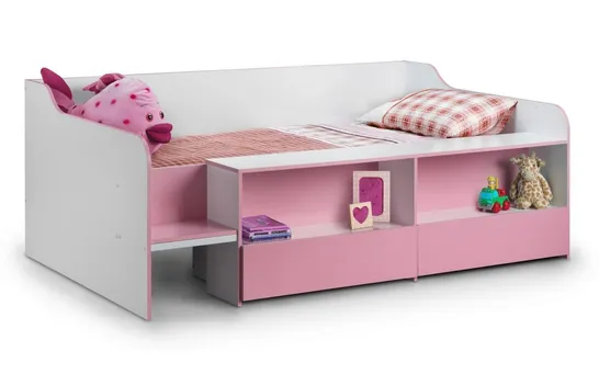 BOXED GILDA STELLA LOW SLEEPER BED, WHITE & PINK // SIZE: SINGLE (2 BOXES)