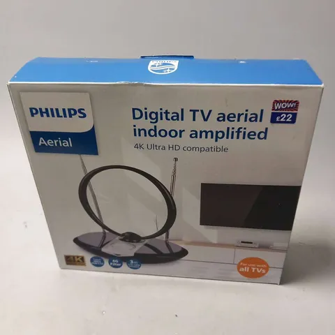 BOXED PHILIPS AERIAL DIGITAL TV AERIAL INDOOR AMPLIFIED 4K ULTRA HD COMPATIBLE