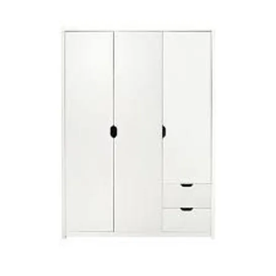 BOXED GRADE 1 ASPEN 3-DOOR 2-DRAWER WHITE OAK-EFFECT WARDROBE (2 BOXES) RRP £339.99