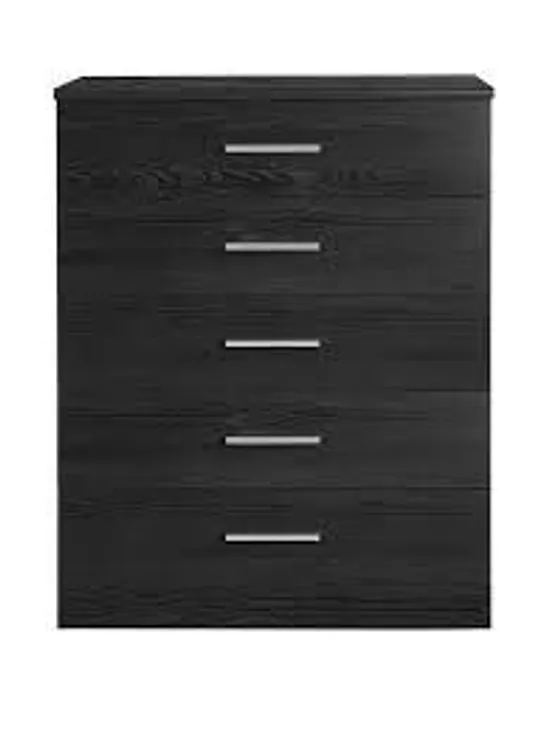 EVERYDAY PANAMA 5 DRAWER CHEST - BLACK - FSC® CERTIFIED RRP £129