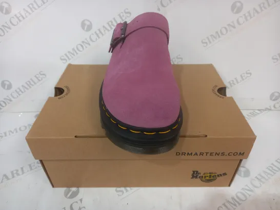 BOXED PAIR OF DR MARTENS ZEBZAG MULES IN PURPLE UK SIZE 6