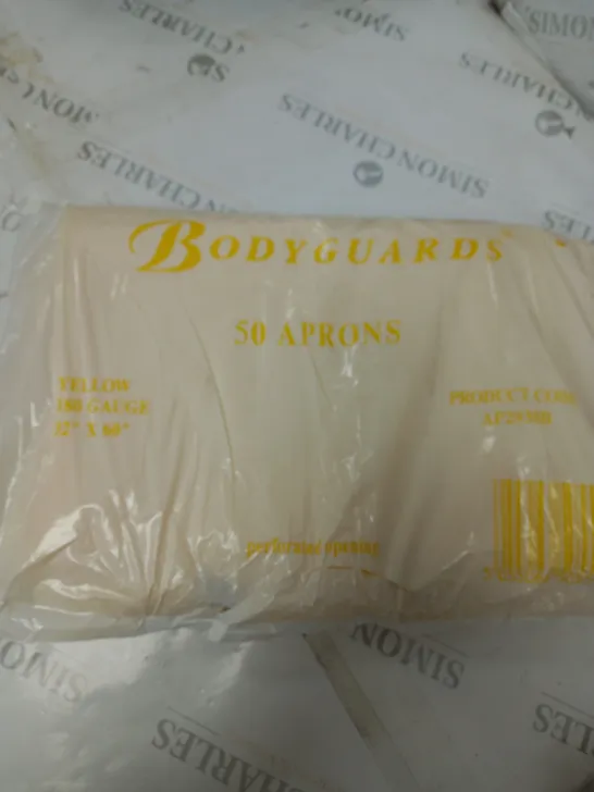 250 BODYGUARDS APRONS IN YELLOW ( 5 PACKS OF 50)