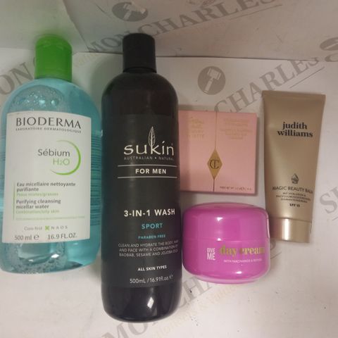 LOT OF APPROXIMATELY 15 ASSORTED COSMETIC ITEMS TO INCLUDE BIODERMA PURIFYING CLEANSING MICELLAR WATER, GIVE ME DAY CREAM, JUDITH WILLIAMS MAGIC BEAUTY BALM
