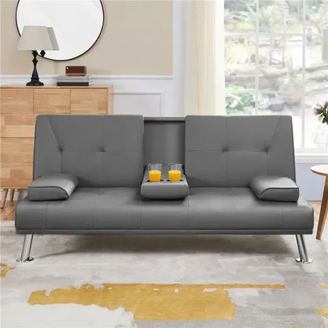 BOXED TOTTEN TWO SEATER VEGAN LEATHER SOFA BED